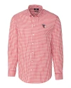 View image 1: Cleveland Guardians Cutter & Buck Easy Care Stretch Gingham Mens Big & Tall Long Sleeve Button Down Shirt Cardinal Red Mannequin