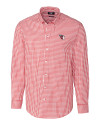 Cleveland Guardians Cutter & Buck Easy Care Stretch Gingham Mens Long Sleeve Dress Shirt Cardinal Red Mannequin Thumbnail Image