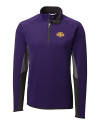 View image 1: Tennessee Tech Golden Eagles Cutter & Buck Traverse Colorblock Stretch Quarter Zip Mens Pullover College Purple Mannequin