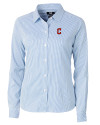 Cleveland Guardians - Cutter & Buck Versatech Pinstripe Stretch Womens Long Sleeve Dress Shirt Indigo Mannequin Thumbnail Image