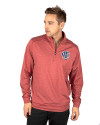 Milwaukee Brewers Stars & Stripes Cutter & Buck Shoreline Heathered Quarter Zip Mens Pullover Cardinal Red Heather Front Thumbnail Image