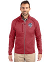 Milwaukee Brewers Stars & Stripes Cutter & Buck Mainsail Sweater-Knit Mens Full Zip Jacket Cardinal Red Heather Front Thumbnail Image