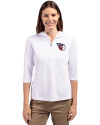 Cleveland Guardians Cutter & Buck Virtue Eco Pique Recycled Half Zip Pullover Womens Hoodie White Front Thumbnail Image