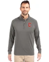 Cleveland Guardians - Cutter & Buck Adapt Eco Knit Stretch Recycled Mens Quarter Zip Pullover Elemental Grey Front Thumbnail Image