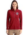 Milwaukee Brewers Stars & Stripes Cutter & Buck Adapt Eco Knit Stretch Recycled Womens Half Zip Pullover Cardinal Red Front Thumbnail Image