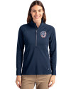 Milwaukee Brewers Stars & Stripes Cutter & Buck Adapt Eco Knit Stretch Recycled Womens Half Zip Pullover Navy Blue Front Thumbnail Image