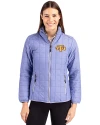 View image 5: Tennessee Tech Golden Eagles Cutter & Buck Rainier Recycled Insulated Puffer Womens Full Zip Jacket Hyacinth Melange Front