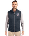 Milwaukee Brewers Stars & Stripes Cutter & Buck Mainsail Sweater-Knit Mens Full Zip Vest Liberty Navy Heather Front Thumbnail Image