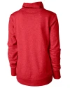 Cleveland Guardians Cutter & Buck Saturday Cotton Blend Womens Funnel Neck Sweatshirt Red Heather Mannequin Back Thumbnail Image