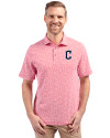 Cleveland Guardians - Cutter & Buck Virtue Eco Pique Botanical Print Recycled Mens Polo Red Front Thumbnail Image