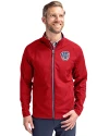 Milwaukee Brewers Stars & Stripes Cutter & Buck Adapt Eco Knit Hybrid Recycled Mens Full Zip Jacket Red Front Thumbnail Image
