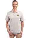 Michigan Wolverines Cutter & Buck Virtue Eco Pique Stripe Recycled Mens Big and Tall Polo Polished Medium Gray Front Thumbnail Image