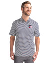 Cleveland Guardians Cutter & Buck Virtue Eco Pique Stripe Recycled Mens Big and Tall Polo Navy Blue Front Thumbnail Image