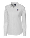 Milwaukee Brewers Stars & Stripes Cutter & Buck Stretch Oxford Womens Long Sleeve Dress Shirt White Mannequin Thumbnail Image