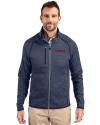 UConn Huskies Cutter & Buck Mainsail Sweater-Knit Mens Full Zip Jacket Liberty Navy Heather Front Thumbnail Image