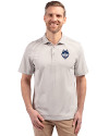 UConn Huskies - Cutter & Buck Virtue Eco Pique Stripe Recycled Mens Polo Polished Medium Gray Front Thumbnail Image