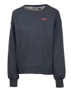 UConn Huskies Cutter & Buck Saturday Cotton Blend Womens Crew Neck Sweatshirt Navy Blue Heather Mannequin Thumbnail Image
