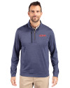 UConn Huskies Cutter & Buck Stealth Heathered Mens Big and Tall  Quarter Zip Pullover Liberty Navy Front Thumbnail Image