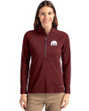Mississippi State Bulldogs Vintage  - Cutter & Buck Adapt Eco Knit Stretch Recycled Womens Half Zip Pullover Bordeaux Front Thumbnail Image