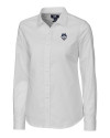 View image 4: UConn Huskies - Cutter & Buck Easy Care Stretch Oxford Womens Long Sleeve Button Down Shirt White Mannequin