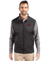 Mississippi State Bulldogs Vintage  - Cutter & Buck Stealth Hybrid Quilted Mens Big and Tall Full Zip Windbreaker Jacket Black Front Thumbnail Image