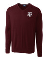 Texas A&M Aggies Cutter & Buck Lakemont Tri-Blend Mens V-Neck Pullover Sweater Bordeaux Mannequin Thumbnail Image