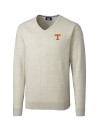 Tennessee Volunteers Cutter & Buck Lakemont Tri-Blend Mens V-Neck Pullover Sweater Oatmeal Heather Mannequin Thumbnail Image