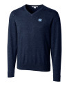 North Carolina Tar Heels Cutter & Buck Lakemont Tri-Blend Mens V-Neck Pullover Sweater Liberty Navy Mannequin Thumbnail Image