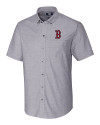 Boston Red Sox Cutter & Buck Stretch Oxford Mens Big and Tall Short Sleeve Dress Shirt Charcoal Mannequin Thumbnail Image