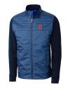 View image 1: Cleveland Guardians - Cutter & Buck Discovery Windblock Hybrid Jacket Admiral Mannequin