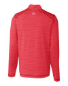Cleveland Guardians Cutter & Buck Holman Stripe Half Zip Cardinal Red Heather Mannequin Back Thumbnail Image