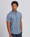 View image 1: Cutter & Buck Anchor Short-Sleeve Mens Gingham Shirt Zen Blue Front