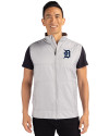 Detroit Tigers Cutter & Buck Stealth Hybrid Quilted Mens Big and Tall Windbreaker Vest Polished Medium Gray Front Thumbnail Image