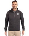 Detroit Tigers Cutter & Buck Mainsail Sweater-Knit Mens Big and Tall Half Zip Pullover Jacket Charcoal Heather Front Thumbnail Image