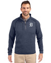 Detroit Tigers Cutter & Buck Mainsail Sweater-Knit Mens Big and Tall Half Zip Pullover Jacket Liberty Navy Heather Front Thumbnail Image