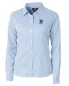 Detroit Tigers Cutter & Buck Versatech Pinstripe Stretch Womens Long Sleeve Dress Shirt Indigo Mannequin Thumbnail Image