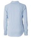 Detroit Tigers Cutter & Buck Versatech Pinstripe Stretch Womens Long Sleeve Dress Shirt Indigo Mannequin Back Thumbnail Image