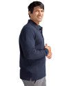 Detroit Tigers Cutter & Buck Advantage Eco Tri-Blend Pique Mens Big and Tall Long Sleeve Polo Liberty Navy Side Thumbnail Image