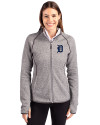 Detroit Tigers Cutter & Buck Mainsail Full Zip Hooded Womens Jacket Polished Heather Front Thumbnail Image
