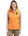 Detroit Tigers Cutter & Buck Rainier PrimaLoft® Womens Eco Insulated Full Zip Puffer Vest Satsuma Front Thumbnail Image