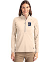 Detroit Tigers Cutter & Buck Adapt Eco Knit Stretch Recycled Womens Half Zip Pullover Wheat Front Thumbnail Image