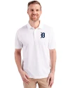 Detroit Tigers Cutter & Buck Advantage Eco Tri-Blend Pique Mens Polo White Front Thumbnail Image