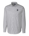 Detroit Tigers Cutter & Buck Stretch Oxford Stripe Mens Long Sleeve Dress Shirt Charcoal Mannequin Thumbnail Image