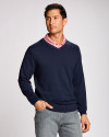 View image 9: Cutter & Buck Lakemont Tri-Blend Mens V-Neck Pullover Sweater Liberty Navy Front