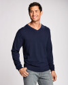 View image 10: Cutter & Buck Lakemont Tri-Blend Mens V-Neck Pullover Sweater Liberty Navy Front 2