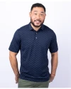 Man Wearing Cutter & Buck Navy Blue Virtue Eco Pique Tile Print Recycled Mens Big & Tall Polo Shirt. Thumbnail Image
