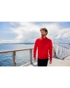 Man standing on a dock while wearing a Red Cutter & Buck Virtue Eco Pique Recycled Quarter Zip Mens Big & Tall Pullover Thumbnail Image