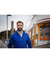 Man Showing Front View of Cutter & Buck Adapt Eco Knit Hybrid Recycled Mens Big & Tall Full Zip Jacket Thumbnail Image
