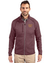 Washington Commanders Cutter & Buck Mainsail Sweater-Knit Mens Full Zip Jacket Bordeaux Heather Front Thumbnail Image