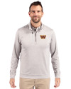 Washington Commanders Cutter & Buck Stealth Heathered Quarter Zip Mens Pullover Polished Medium Gray Front Thumbnail Image